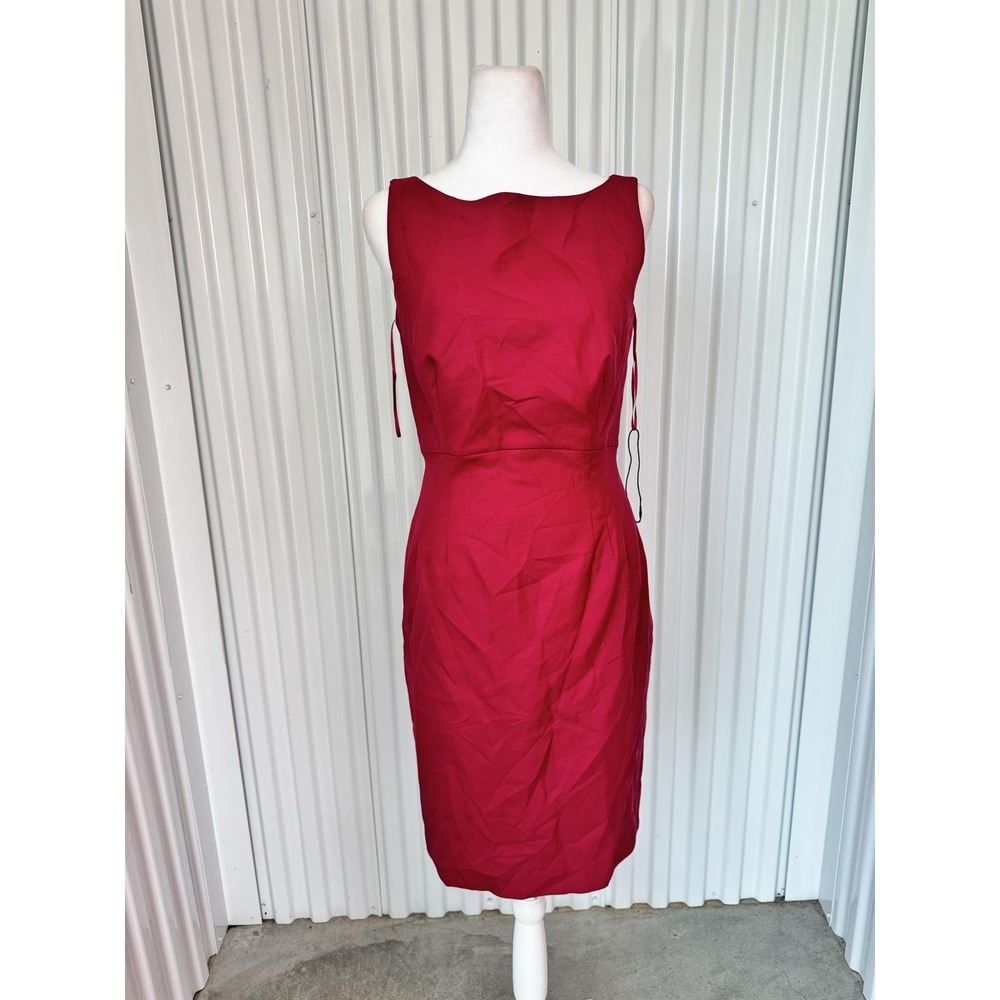 Escada Dress Womens 34 Pink Wool Sleeveless Sheath Knee Length Lined Boat Neck